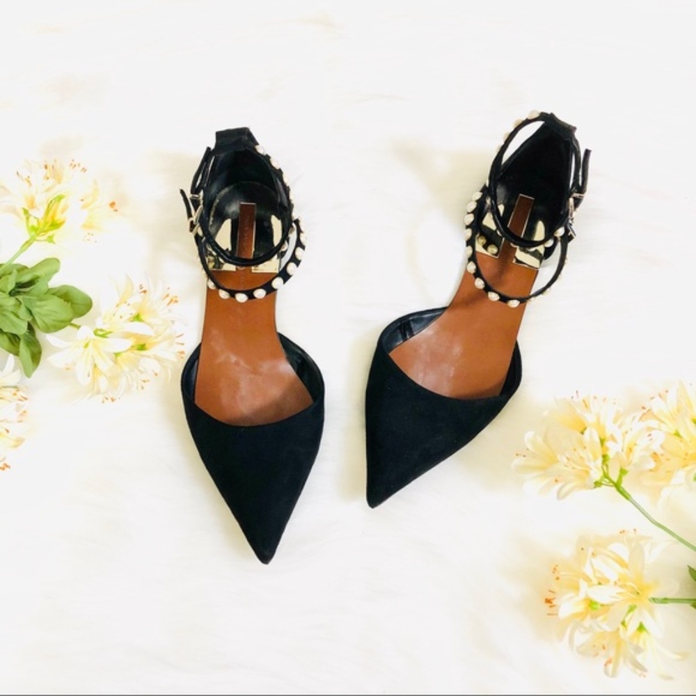 Zara Double Strap Pearl Ballet Flats